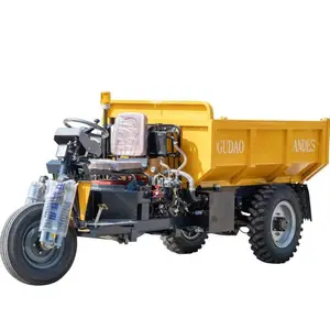 Three Wheels Dump Truck Mini Dumper 2ton loading capacity mini diesel tricycle Semi-enclosed Agricultural Tricycle
