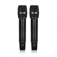 Microphone sans fil numérique professionnel AIDI 2,4 GHz, à condensateur, portable, cardioïde, en métal noir, pour karaoké, avec deux micros pour la parole