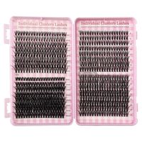 Kit de cils en éventail DIY effet naturel, courbure D, avec colle et pince, extensions de cils, vente en gros OEM