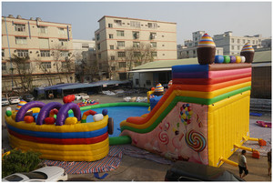 Parque Acuático inflable al aire libre, tobogán combinado para patio trasero, piscina de agua, <span class=keywords><strong>Isla</strong></span> divertida inflable de ciudad en suelo de juego - Product Image 4