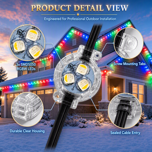 ไฟพิกเซลติดราง 12V 24V 36V สำหรับตกแต่งหลังคา กันน้ำระดับ IP68 แสงสี RGBWIC สำหรับตกแต่งภายนอกอาคารในเทศกาลคริสต์มาส เหมาะสำหรับที่อยู่อาศัย ขายส่ง - Product Image 5