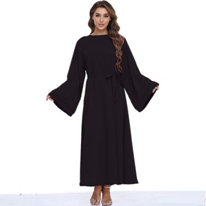 Muslim Women Dubai Breathable Polyester Modest Solid Color Custom Design Floor Length Front Open <strong>Abaya</strong> Islamic Clothing - Product Image 6