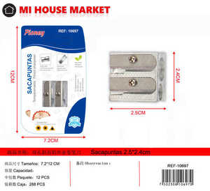 Temperino Meccanico Pioney 2.5 x 2.4 cm a Doppio Foro in Alluminio per Scuola e Ufficio - Product Image 1