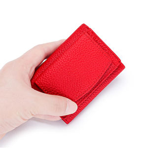 Portefeuille court AndoBag RFID mini à trois volets pour femmes, en cuir de vache véritable, porte-monnaie, mode décontractée, porte-cartes simple 5156 - Product Image 6