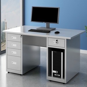 Bureau de direction en acier inoxydable, moderne et minimaliste, avec tiroirs, bureau informatique anti-poussière, établi pour atelier, laboratoire médical - Product Image 2