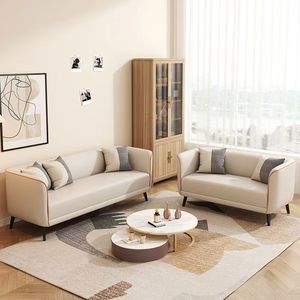 <span class=keywords><strong>Sofá</strong></span> Pequeño Estilo Crema, <span class=keywords><strong>Sofá</strong></span> Simple de <span class=keywords><strong>2</strong></span> y <span class=keywords><strong>3</strong></span> Plazas para Sala de Estar, Dormitorio, Hotel, Tienda de Ropa, Salón de Belleza y Salón de Recreo - Product Image 1