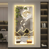 Peinture décorative moderne de luxe en porcelaine cristal pour décoration de la maison peinture avec éclairage LED à distance et cadre