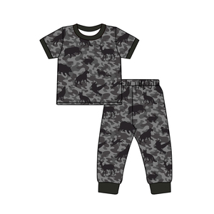 Pyjama 2 pièces personnalisé pour bébé garçon, motif camouflage de chasse à l'elk, 95% coton 5% élasthanne, ensemble de vêtements pour frères - Product Image 3
