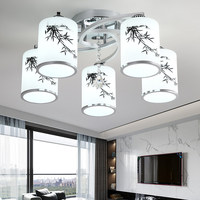 Lustre de salle à manger à trois têtes en aluminium avec LED, design nordique moderne en forme de feuille de bambou pour l'éclairage de la chambre et du salon