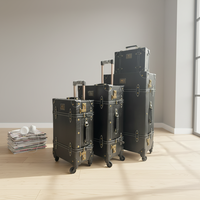 Ensemble de bagages en cuir vegan OEM ODM avec étiquette privée, logo personnalisé, valise faite à la main, cadre en aluminium, valise de voyage à roulettes