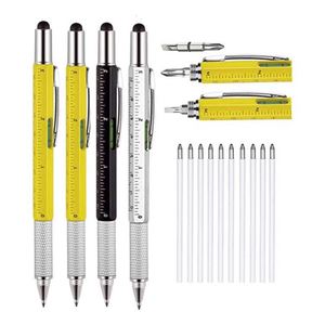 Bolígrafo de herramientas metálico 6 en 1 personalizado para ingenieros y carpinteros: Nivel de burbuja, regla con escala, destornillador y lápiz táctil - Product Image 3