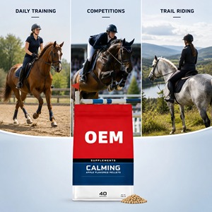 OEM Calming Support Pellets <span class=keywords><strong>Magnesium</strong></span> Thiamine L-Tryptophan Supplément calmant pour chevaux, soutien du confort musculaire, saveur pomme - Product Image 3