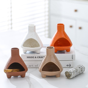 Poterie rouge vantage Palo Santo titulaire bâtons d'encens naturel bois sauge bavure bâton bougeoir prêt à expédier - Product Image 2