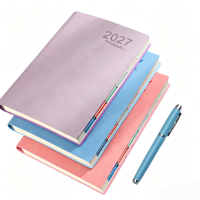 Carnet A5 à couverture souple en cuir PU 2027, agenda quotidien, journal avec index mensuels, logo personnalisé, vente en gros, papier de bureau professionnel