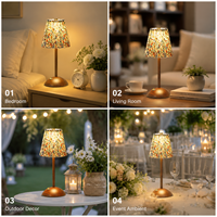 Lampe de table classique d'extérieur, sans fil, vintage, dorée, à piles, rechargeable, de luxe, portable, pour la décoration de mariage