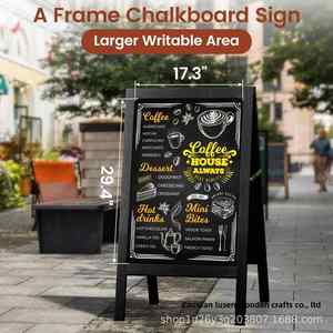 Solid Wood a Frame Chalkboard Sign,Double Sided Magnetic Whiteboard <b>Easel</b> With Stand for Storefront Menu Display Kids Art - Product Image 1