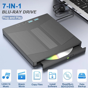 Lecteur de disques <span class=keywords><strong>Blu</strong></span>-<span class=keywords><strong>ray</strong></span> externe 7-en-1 USB 3.0 & Type-C & lecteur/graveur de cartes SD/TF, prend en charge les disques 100 Go (lecture/écriture) pour Windows, Mac, Linux, ordinateurs portables et de bureau - Product Image 1