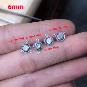 S925 gümüş 3-6mm çok renkli İpucu alt zirkon boncuk Charms küçük kristal kolye ile 1/2/3 yüzükler DIY takı bulguları - Product Image 4