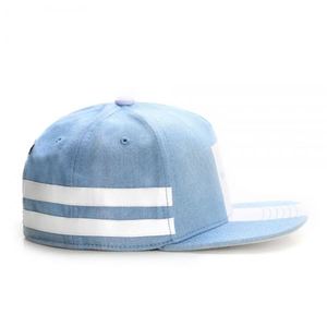 Nouvelle casquette de camionneur bleue à visière plate, style export, avec bandes latérales, broderie personnalisée disponible - Product Image 6