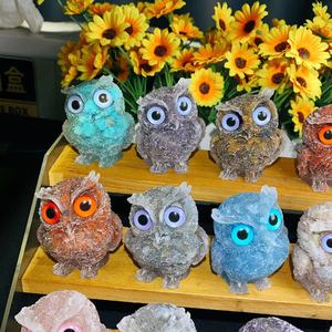 卸売り天然高品質クリスタルクラフト樹脂フクロウクリスタル彫刻瞑想用 - Product Image 5