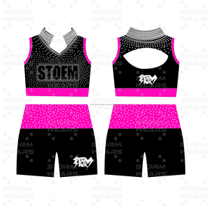 Completi da Riscaldamento Personalizzati con Strass Australia Canada, Set da Allenamento per Cheerleading Giovanile in Spandex Stampato a Sublimazione - Product Image 6