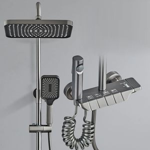 Special Offer Space Aluminum Bathroom Rain <strong>Shower</strong> Set Ceramic Piano Key <strong>Control</strong> 4-Function Thermostatic <strong>Shower</strong> Mixer Tap Slide - Product Image 4