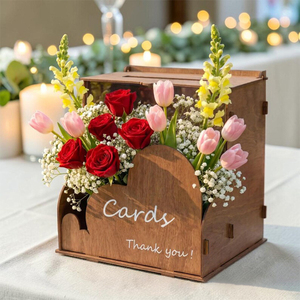 Personalized Wooden Wedding Card <b>Box</b> Custom Engraved Blessings Creative Guest <b>Keepsake</b> Storage <b>Box</b> Wedding Table Decorations - Product Image 1