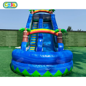 Trong kho thương mại sân sau 18 ft cây cọ nhảy Bouncer Đá Cẩm Thạch Dừa Nhiệt Đới trượt nước Inflatable trượt nước với hồ bơi - Product Image 3
