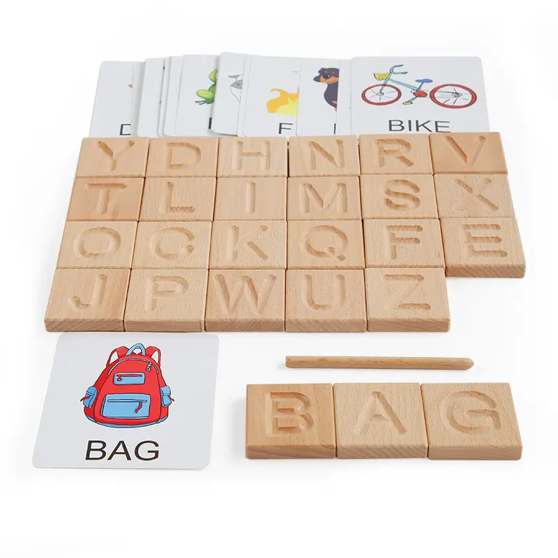 Giocattolo educativo della carta dell'alfabeto del giocattolo di legno della lettera di educazione precoce dei bambini
