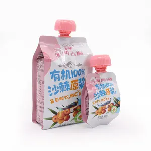 ゼリーシーバックソーンジュース飲料水液体包装袋を吸うためのカスタム食品プラスチックアルミホイル8ガセットスパウトポーチ