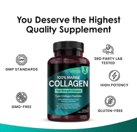 Collagène marin de type I avec acide hyaluronique, vitamine C, biotine, soutien pour la peau, les cheveux, les ongles et les articulations, étiquette privée ODM, 60 capsules
