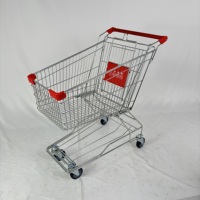 Carrito de Compras para Supermercado del Mercado Asiático, Carrito de Compras de Gran Volumen, Carrito de Acero con Ruedas