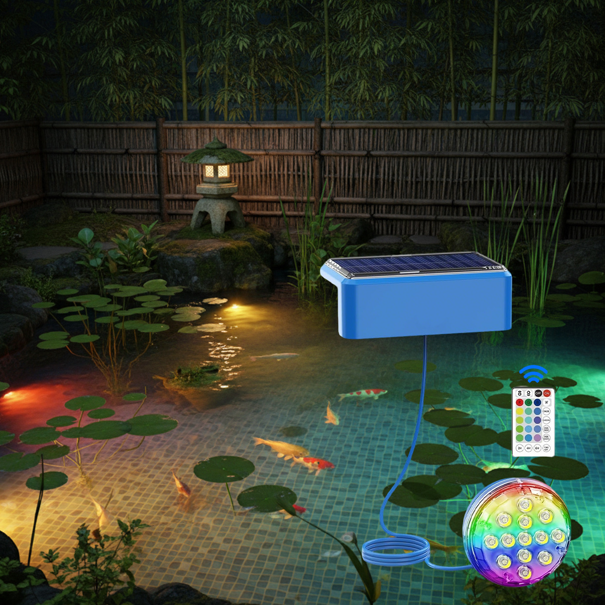 RGB LED Pool Light Swimming Pool Lights Underwater Solar Powered Floating Pool Lights IP68 Waterproof Submersible Lamp