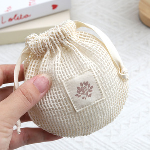 New Design High Quality Promotion Custom Logo Printed Cotton Mesh <b>Drawstring</b> Bag Soap storage Cotton Mesh <b>Pouch</b> - Product Image 4