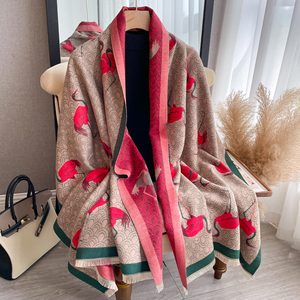 Phụ Nữ Mới Đôi Bên Thiết Kế Sang Trọng Mùa Đông Khăn Cò Hình Học In Mềm Khăn Choàng Thời Trang Dày Ấm Cashmere Khăn - Product Image 1