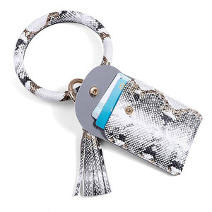 Özel bayan düz renk renkli anahtarlık daire bilek deri kayış bileklik bileklik siyah anahtar zincirleri anahtarlık ile - Product Image 3