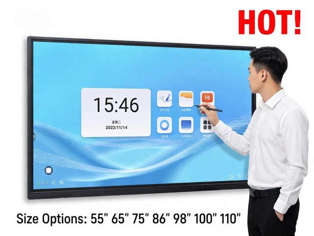 4K Interactive Flat Panel Display Touch Screen Smart Board 65 75 86 98 110 Inch for School Classroom Business Meeting