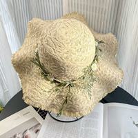 Sombrero de Paja Rafia Hecho a Mano con Crisantemos Tejidos, Sombrero de Sol para Mujer, Verano, Playa, Vacaciones, Versátil, Ala Ancha, Protección Solar