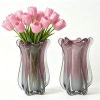 Vase à fleurs en verre artisanal de luxe, design moderne à bouche ouverte, idéal pour la décoration de la maison, du bureau et des événements