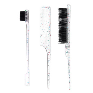 Ensemble de 3 brosses à cheveux lisses violettes, peigne à queue de <span class=keywords><strong>rat</strong></span>, brosse à bords, ensemble d'accessoires de coiffage pour femmes et hommes - Product Image 4