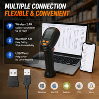 Escáner de Código de Barras QR 2D Inalámbrico A129, Tipo Pistola, con Pantalla LCD, Alta Precisión, para Punto de Venta, Logística y Control de Inventario