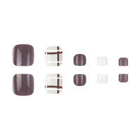 24 patchs pour ongles en ABS marron Design carré à la mode Pièces d'ongles détachables pour les orteils