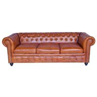 Canapé Chesterfield convertible multifonctionnel en cuir véritable marron de style moderne pour salon, décoration intérieure