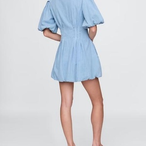 Nuevo Vestido de Verano Transpirable Personalizado, Vestido Camisero Corto de Algodón Suave, Vestido Vaquero Vintage con Pliegues para Mujer - Product Image 3