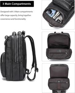 Vegetable Tanned <b>Leather</b> <b>Backpack</b> For <b>Men</b>, 15.6" <b>Leather</b> Laptop <b>Backpack</b> Hiking Travel Bag Camping Rucksack - Product Image 6