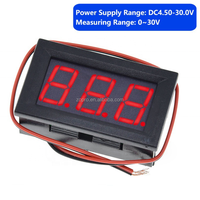 Perlindungan Polaritas Terbalik Pengukur Voltmeter DC Sekunder DC 4.5V-30.0V Voltmeter Digital LED 0.56-inci