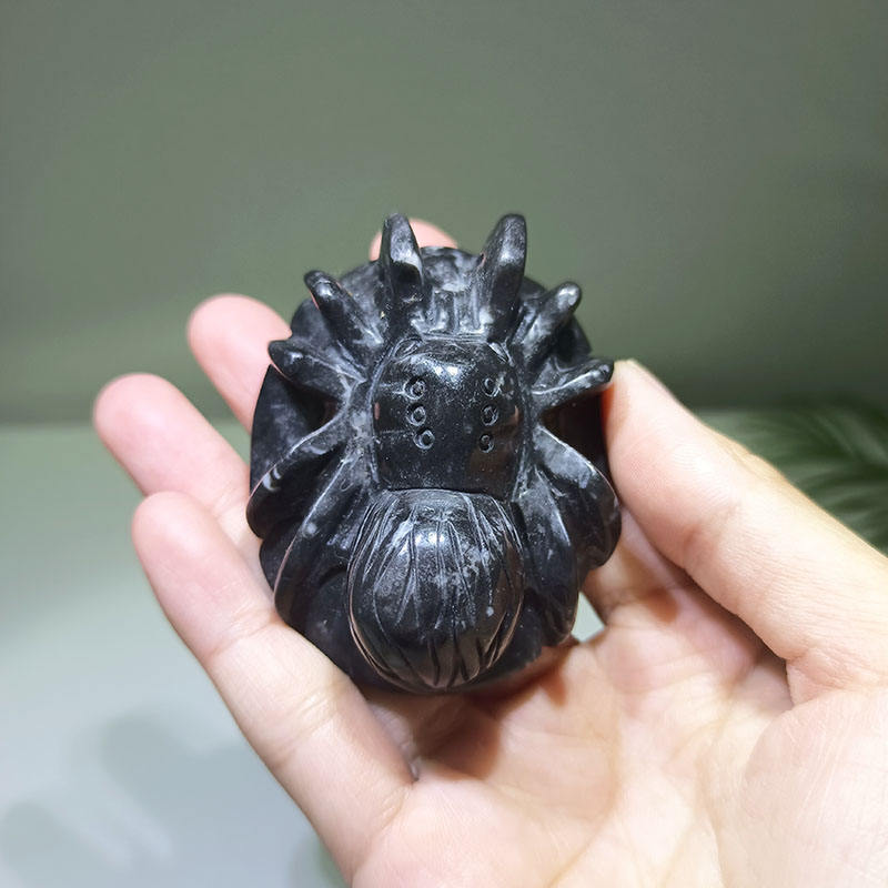 6厘米玫瑰石英unakite蜘蛛雕塑天然雕刻可爱的水晶蜘蛛雕刻装饰 &