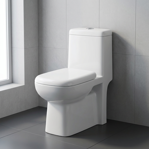 WC monobloc en céramique Aqua Cubic, cuvette de toilette standard blanche, avec réservoir encastré - Product Image 1