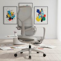 Chaise de bureau ergonomique moderne pivotante en maille avec repose-pieds, appui-tête inclinable et réglable, chaise de direction de luxe