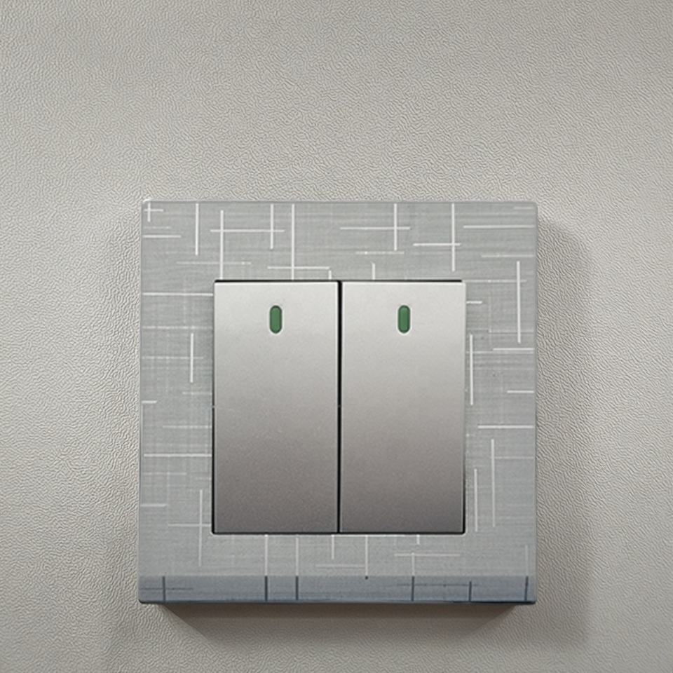 VNX BS Standard Two Gang 2Way 10A Switch Silver Brush Meteor Rain Series Electrical Wall Switch